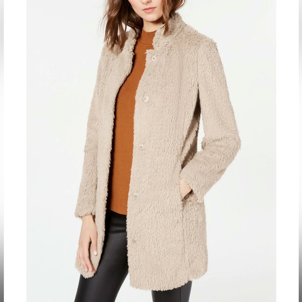 KENNETH COLE WOMEN'S FAUX FUR TEDDY COAT